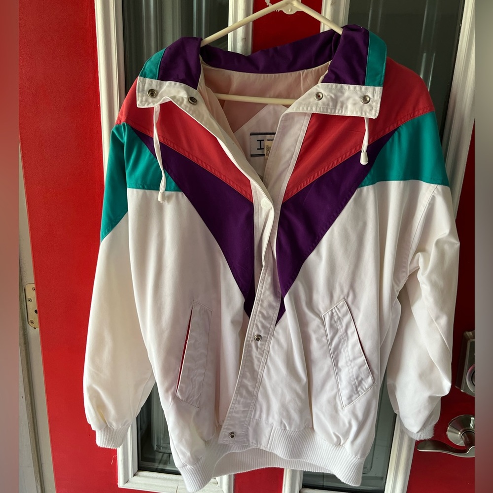 Vintage 90s IZZI Colorblock Windbreaker Jacket Size Medium